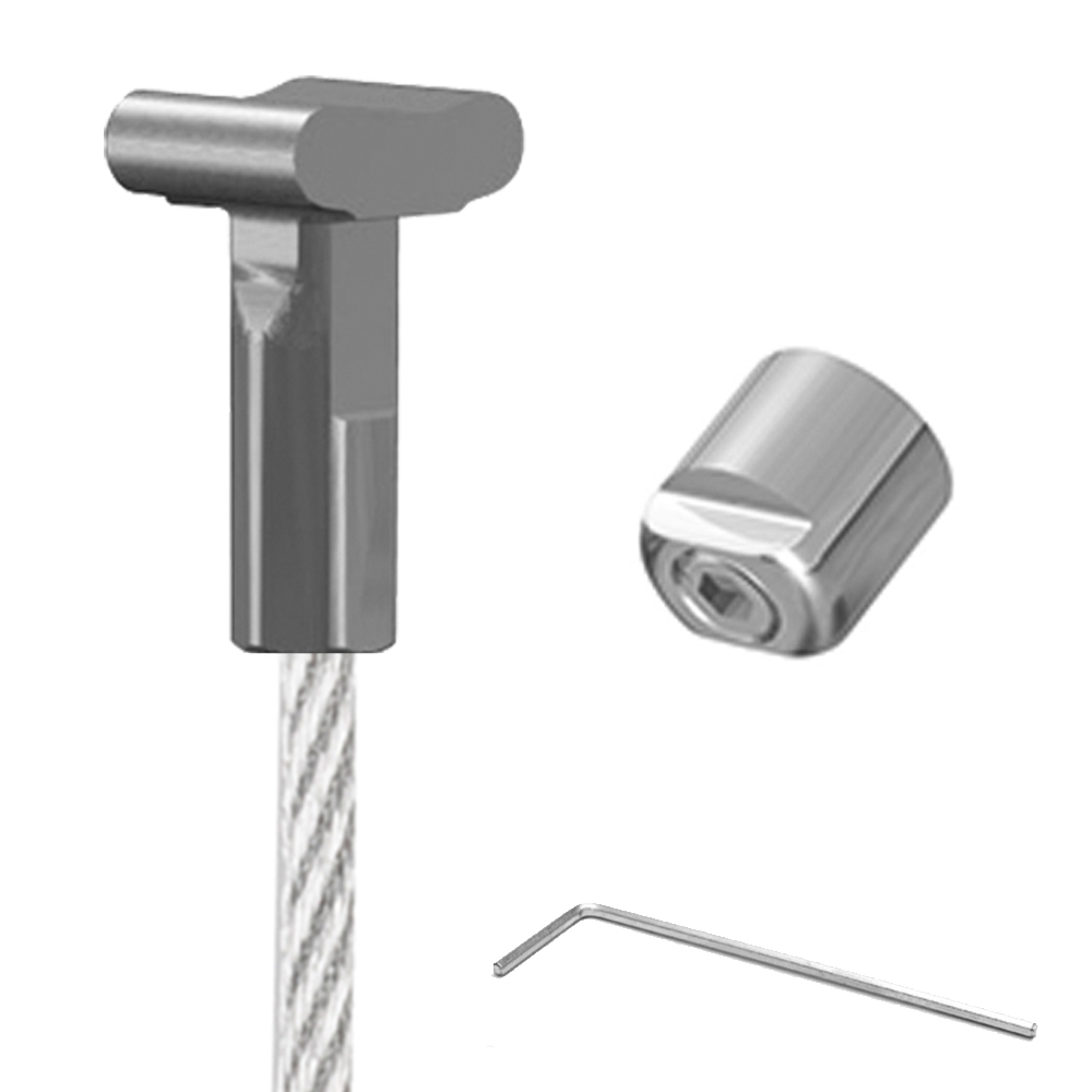 Befestigungsset Schienenstopper mit Stahlseil | 200 cm